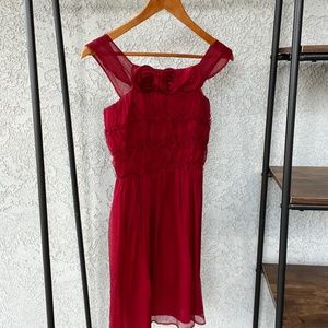 Anthropologie Dress XS Romantic Red Wine Dress